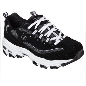 Skechers D'Lites - Me Time Air Cooled Memory Foam Sneakers Black Size 6 NEW